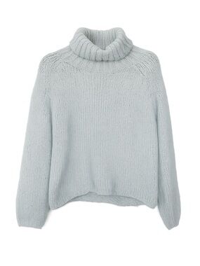 Majolica French Store Knit Oversized Turtleneck Sweater - Blue/Green - Size S/M